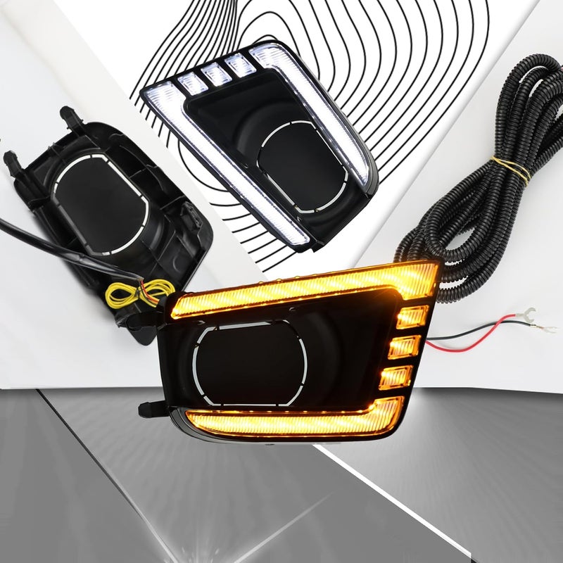 PGTOPONE Switchback White/Amber LED Front Fog Daytime Running Lamp w/Dynamic Flash LED Turn Signal Light Feature Kit For Toyota TACOMA 2012-2015 SR TRD Pro Replacement Front Bumper (12-15) - Image 3